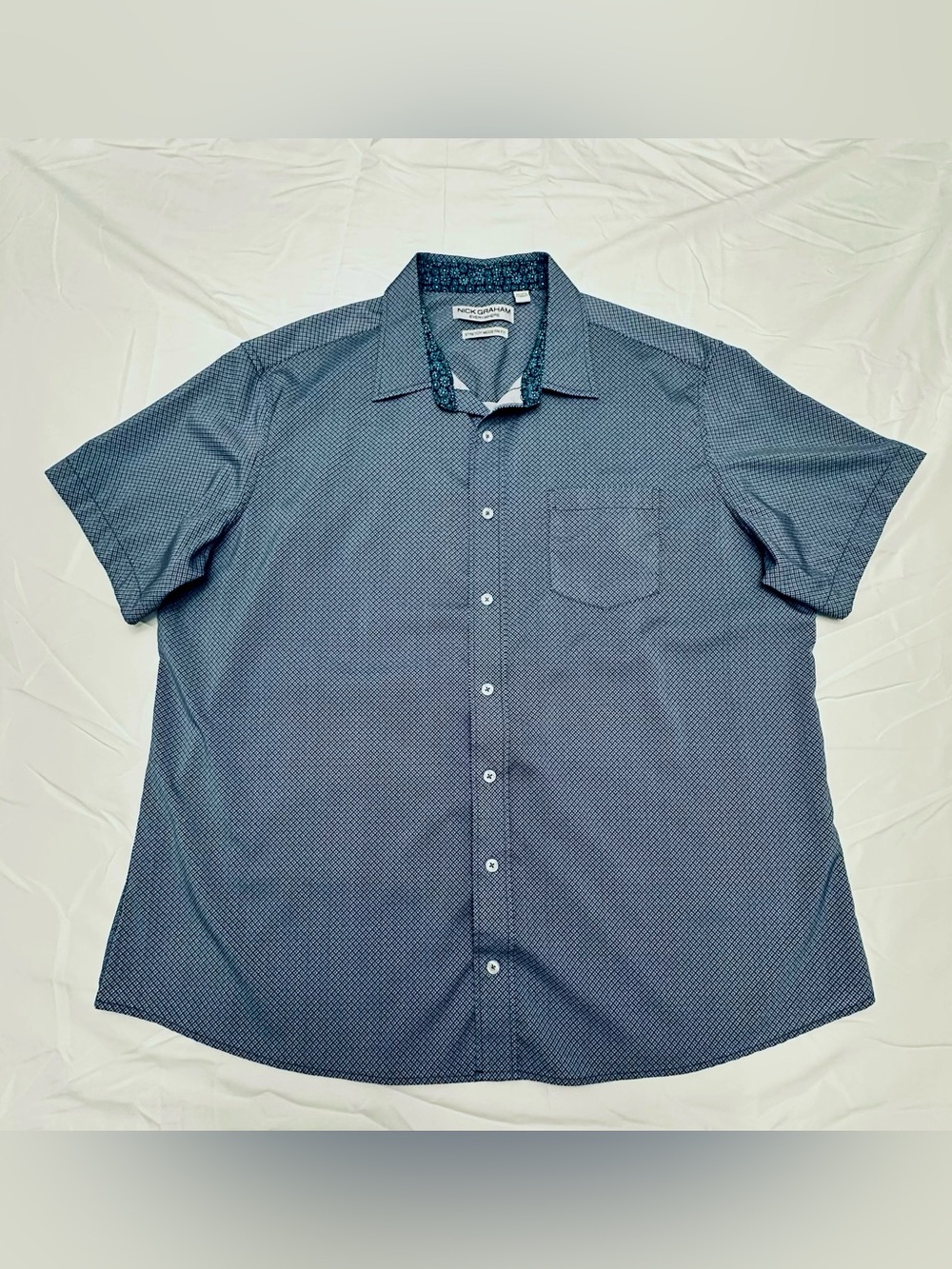 Nick Graham Blue Short-Sleeve Button-Up Shirt